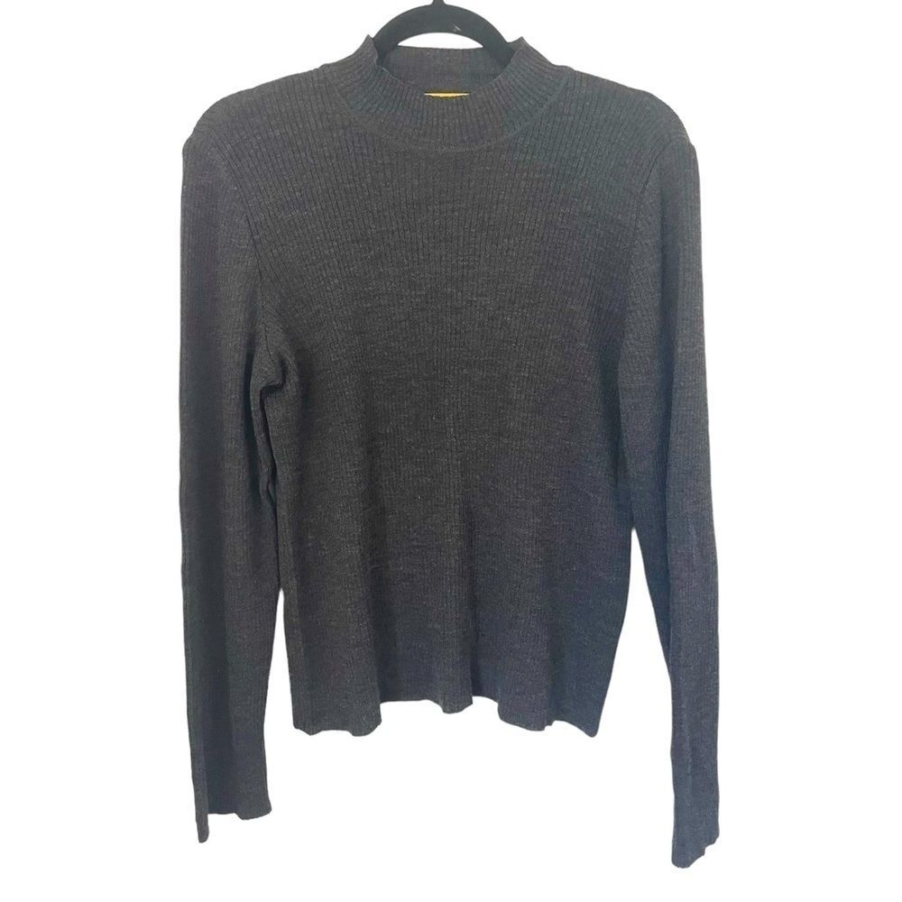 St. John sweater womens knitted wool blend grey turtleneck sweater size large